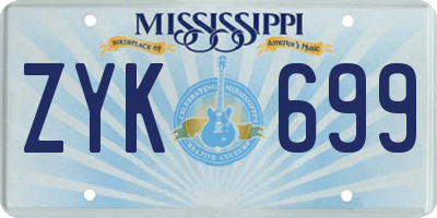 MS license plate ZYK699