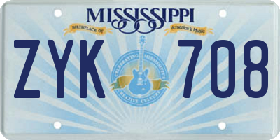 MS license plate ZYK708
