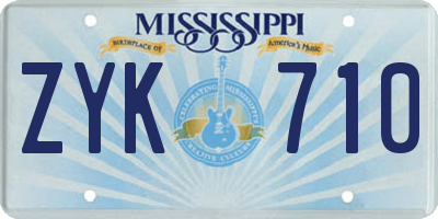 MS license plate ZYK710