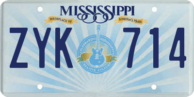 MS license plate ZYK714
