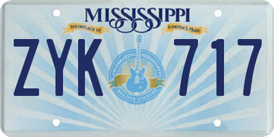 MS license plate ZYK717