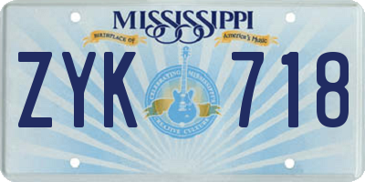 MS license plate ZYK718