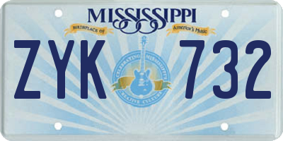 MS license plate ZYK732