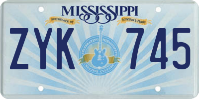MS license plate ZYK745