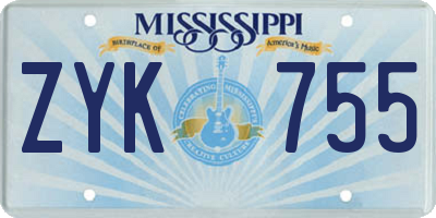 MS license plate ZYK755