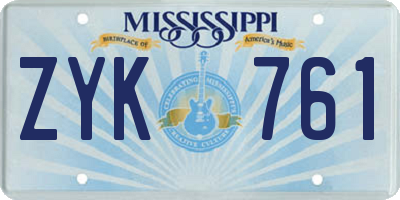 MS license plate ZYK761