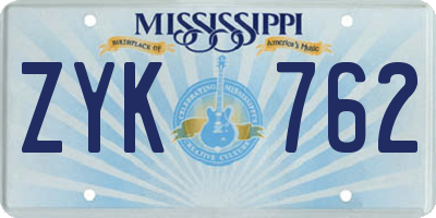 MS license plate ZYK762