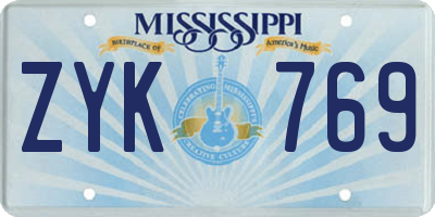 MS license plate ZYK769