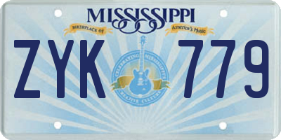 MS license plate ZYK779