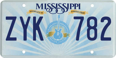 MS license plate ZYK782