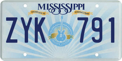 MS license plate ZYK791