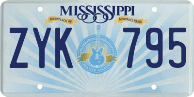 MS license plate ZYK795