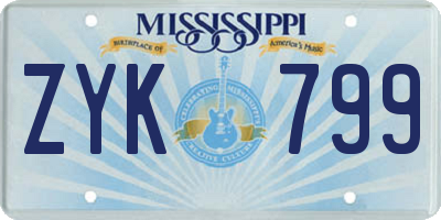 MS license plate ZYK799