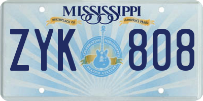 MS license plate ZYK808