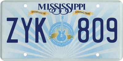 MS license plate ZYK809