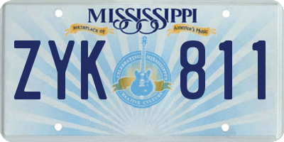 MS license plate ZYK811