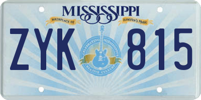 MS license plate ZYK815