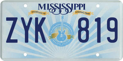 MS license plate ZYK819