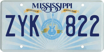 MS license plate ZYK822