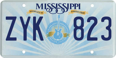 MS license plate ZYK823