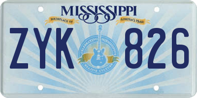 MS license plate ZYK826