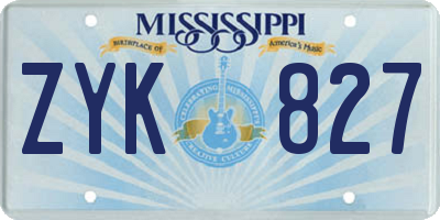 MS license plate ZYK827
