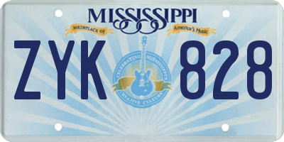 MS license plate ZYK828