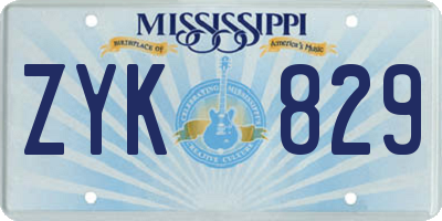 MS license plate ZYK829