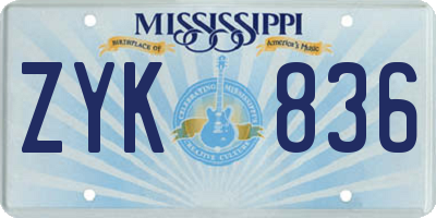MS license plate ZYK836