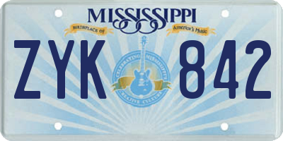 MS license plate ZYK842