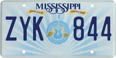 MS license plate ZYK844