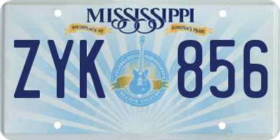 MS license plate ZYK856