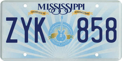 MS license plate ZYK858