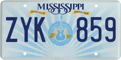 MS license plate ZYK859