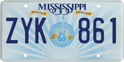 MS license plate ZYK861
