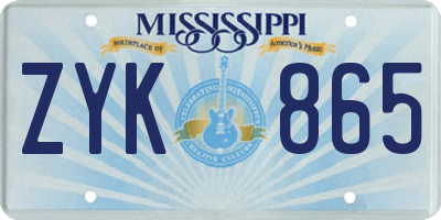 MS license plate ZYK865