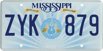 MS license plate ZYK879