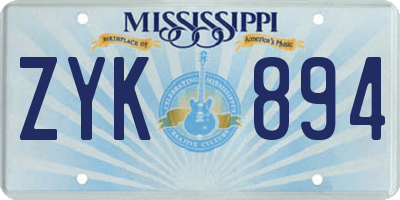 MS license plate ZYK894