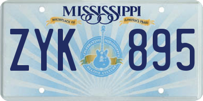 MS license plate ZYK895