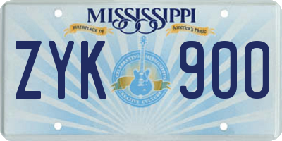 MS license plate ZYK900