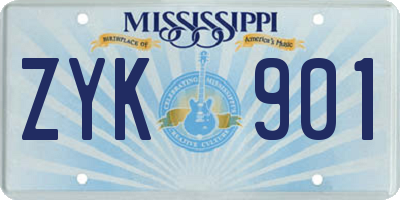 MS license plate ZYK901