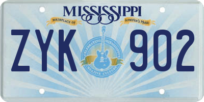 MS license plate ZYK902