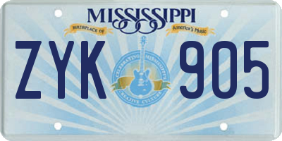 MS license plate ZYK905