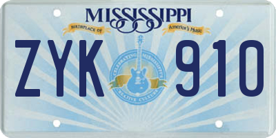 MS license plate ZYK910