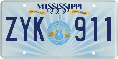MS license plate ZYK911