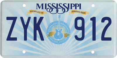 MS license plate ZYK912