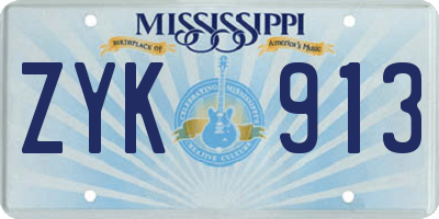 MS license plate ZYK913