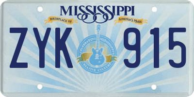 MS license plate ZYK915