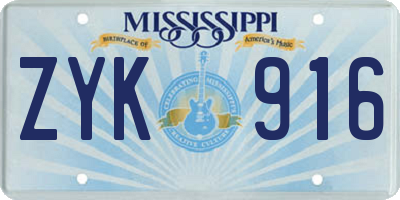 MS license plate ZYK916