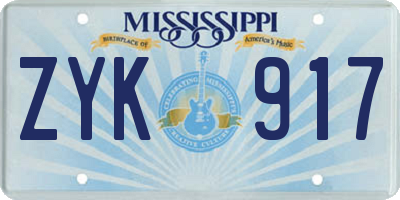 MS license plate ZYK917